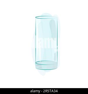 Blue narrow and glass water glass with highlights and shadows in watercolor style. Vector. Object Stock Vector