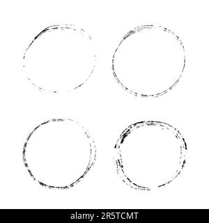 Set of hand painted ink circles, vector illustration Stock Vector