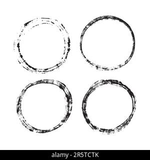 Set of hand painted ink circles, vector illustration Stock Vector