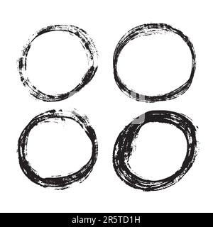 Set of hand painted ink circles, vector illustration Stock Vector
