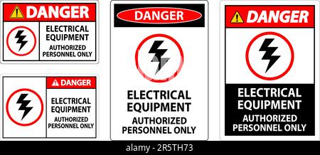 Electrical Safety Sign Danger, Electrical Equipment Authorized Personnel Only Stock Vector