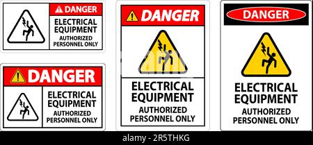 Danger Label Electrical Equipment, Authorized Personnel Only Stock Vector