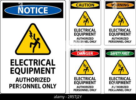 Danger Label Electrical Equipment, Authorized Personnel Only Stock Vector