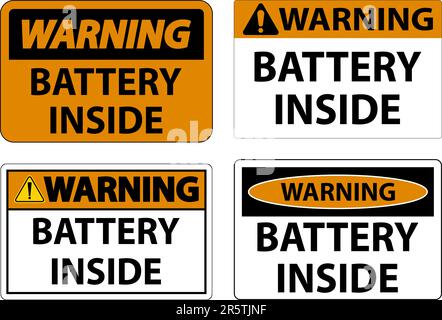 Warning Sign Battery Inside On White Background Stock Vector