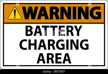 Warning Sign Battery Charging Area On White Background Stock Vector