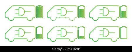 Electric car charging icons set. Different level of charge of the car. Suitable for application or presentation Stock Vector