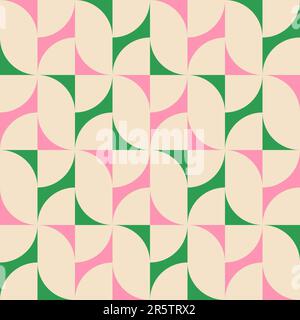 Groovy seamless pattern. Retro style background. Repeating vintage geometric design for prints. Repeated mosaic patern. Happy 70s wallpaper. Repeat Stock Vector