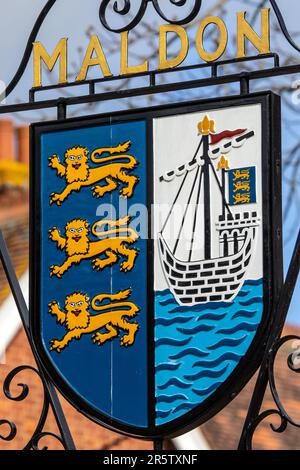 Close-up of a sign in the beautiful town of Maldon in Essex, UK. Stock Photo