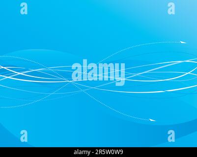 Blue Background with flowing lines and arrows. Easy-edit layered file. Stock Vector