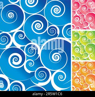 Spiral Wave Pattern with colorful gradients. Easy-edit layered file. Stock Vector