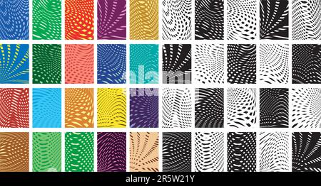 Set of editable vector criss-cross patterns as color and black-and-white versions Stock Vector