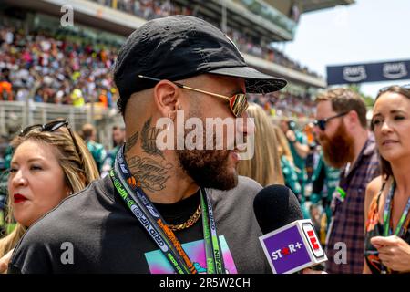 CIRCUIT DE BARCELONA-CATALUNYA, SPAIN - JUNE 04: Neymar, during the Spanish Grand Prix at Circuit de Barcelona-Catalunya on June 04, 2023 in Montmelo, Spain. (Photo by Michael Potts/BSR Agency) Stock Photo