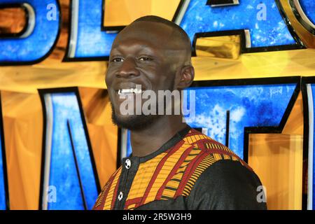 Stormzy attends the European Premiere of 'Black Panther' at Eventim Apollo in London. Stock Photo