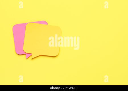 Sticky notes on yellow background. Update concept Stock Photo