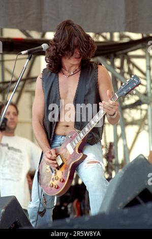 Milan Italy 1994-07-08 : Jeff Worley guitarist of Jackyl during the live concert at the Sonoria Festival 1994 Stock Photo