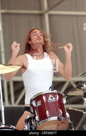 Milan Italy 1994-07-08 : Chris Worley drummer of Jackyl during the live concert at the Sonoria Festival 1994 Stock Photo