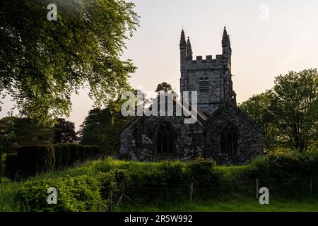 The traditional parish church of St Petroc in Lydford, Devon. Stock Photo