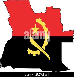 Illustration Vector of a Map and Flag from Angola Stock Vector