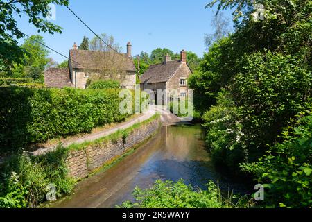 Lacock ford Wiltshire England UK in the pretty village tourist destination near Chippenham Stock Photo