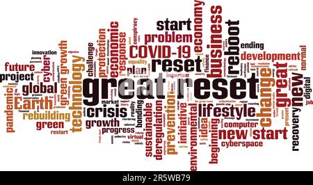 Great reset word cloud concept. Collage made of words about great reset. Vector illustration Stock Vector
