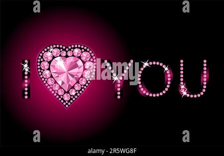 I LOVE YOU / Diamond heart / vector background  with space for your text Stock Vector