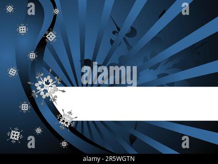 Snow crystals and star burst with copy space over blue Stock Vector