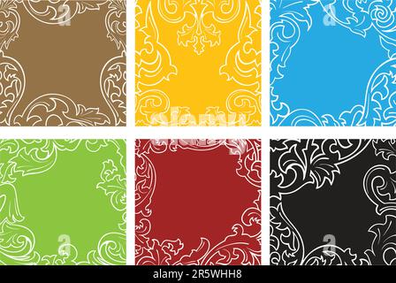 Floral patterns on colorful tiles Stock Vector