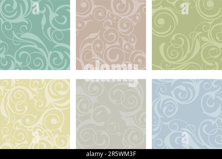 Floral patterns on colorful tiles Stock Vector
