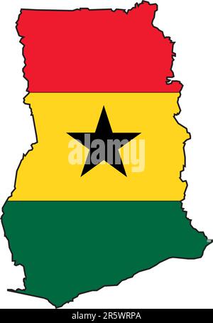 Illustration Vector of a Map and Flag from Ghana Stock Vector
