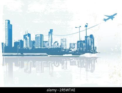 Big City  -  Grunge styled urban background.  Vector illustration. Stock Vector
