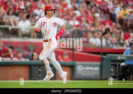 Cincinnati Reds' Stuart Fairchild (17) stands during the national