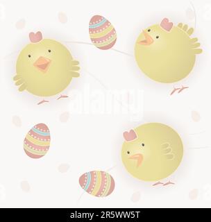 Easter eggs and baby chicks Stock Vector