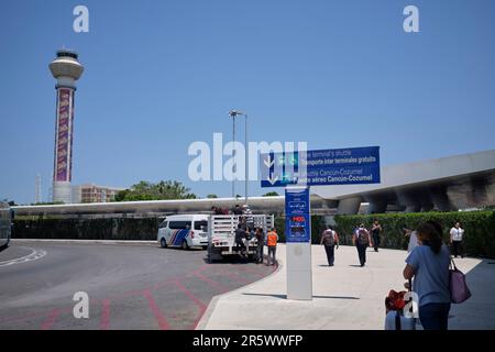 Shuttle at Cancun Airport Mexico Stock Photo