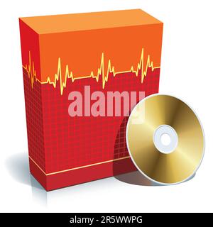 Red blank 3d box with medical software and CD. Stock Vector