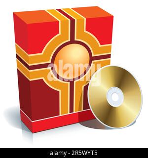 Red blank 3d box with CD, vector. Stock Vector