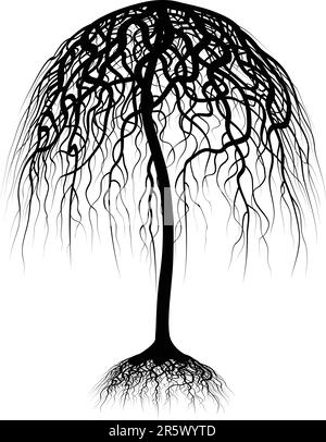 Editable vector illustration of a tree and its roots Stock Vector