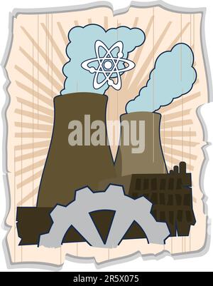 nuclear power plant. The vector file is in AI-EPS8 format. Stock Vector