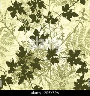 Editable vector seamless tile of tangled plants Stock Vector