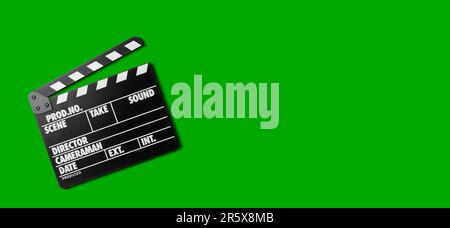 Clapper Banner Clapper board on chroma key background, top view. Banner design Stock ...