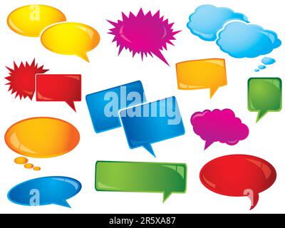 Set of glossy speech bubbles.  Please check my portfolio for more speech bubble illustrations. Stock Vector