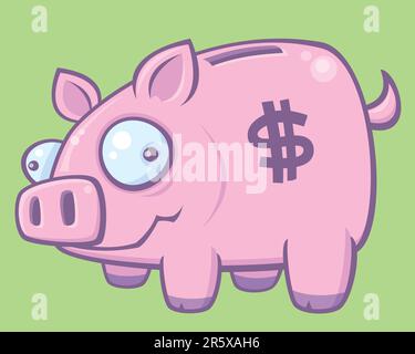 Cartoon vector illustration of a piggy silly bank. Stock Vector