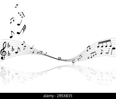 Musical notes background with lines. Vector illustration. Stock Vector