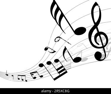 Musical notes background with lines. Vector illustration. Stock Vector