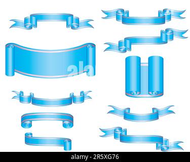 Collection of vector brightly ribbons in different shape Stock Vector