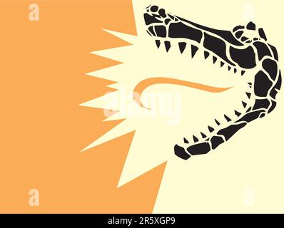 Simple image of an stylized alligator head derived from my own scratch board design with tongue of flame. Space for text on left can be easily expa... Stock Vector