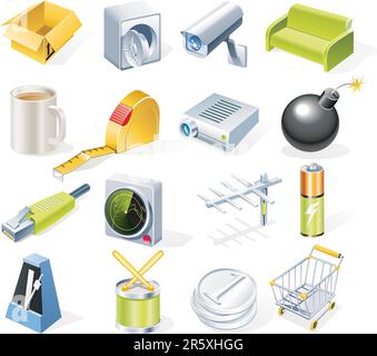 Set of colorful and bright icons Stock Vector