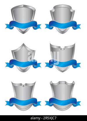 Set of six shields. Stock Vector