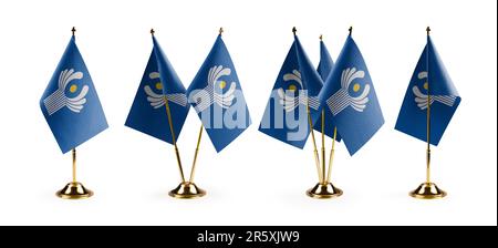 Small national flags of the CIS on a white background. Stock Photo