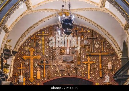 Entrance Crosses Black Madonna Icon Chapel Shrine Jasna Gora Poland. Black Madonanna Polish national symbol pilgrimage site Stock Photo