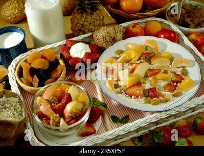 Muesli with fresh fruit Stock Photo